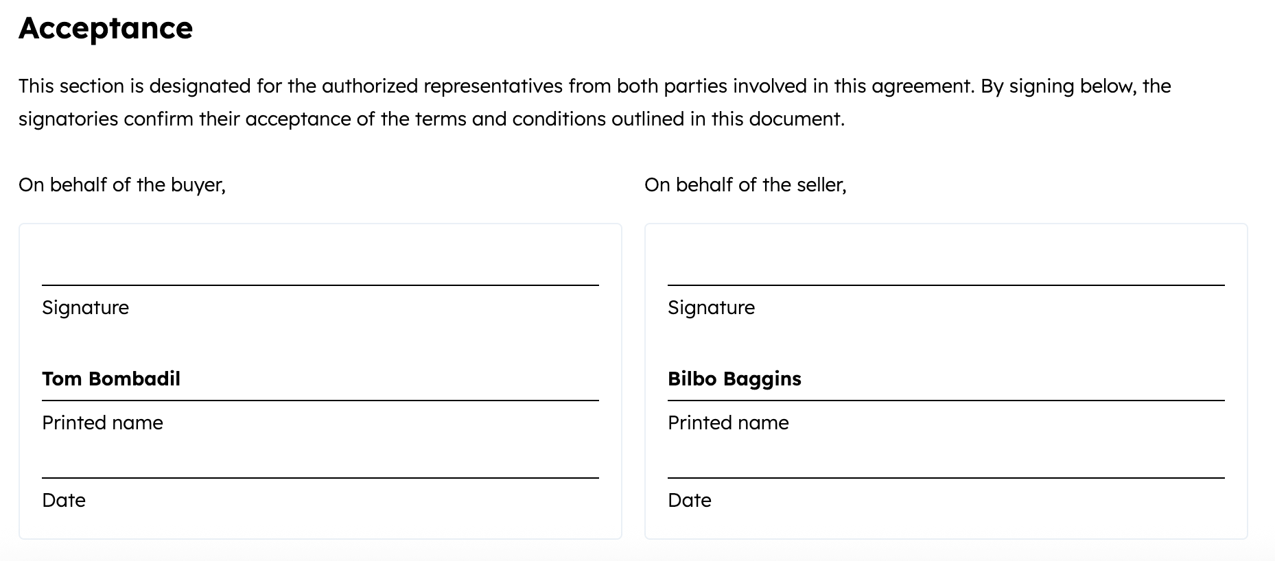 Screenshot of the print_and_sign option rendering on a quote template in HubSpot